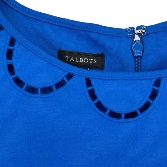 Talbots Womens Blue Sheath Dress With Beaded Neckline Size 8 - Picture 8 of 11
